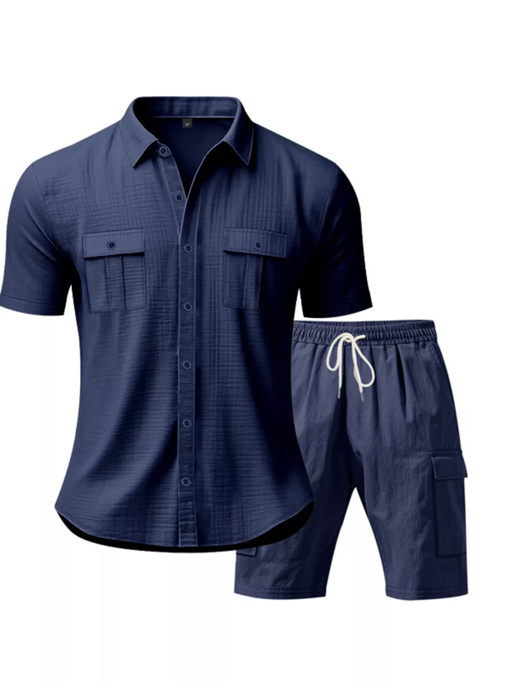 Men's Full Size Button Up Shirt and Shorts Set Plus Size, image 7