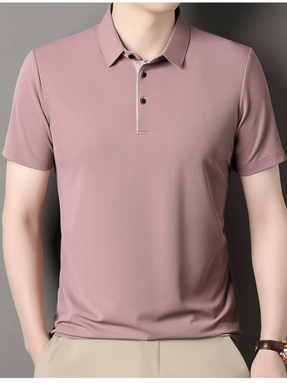 Men's Plus Size Button Detail Short Sleeve Polo, image 4