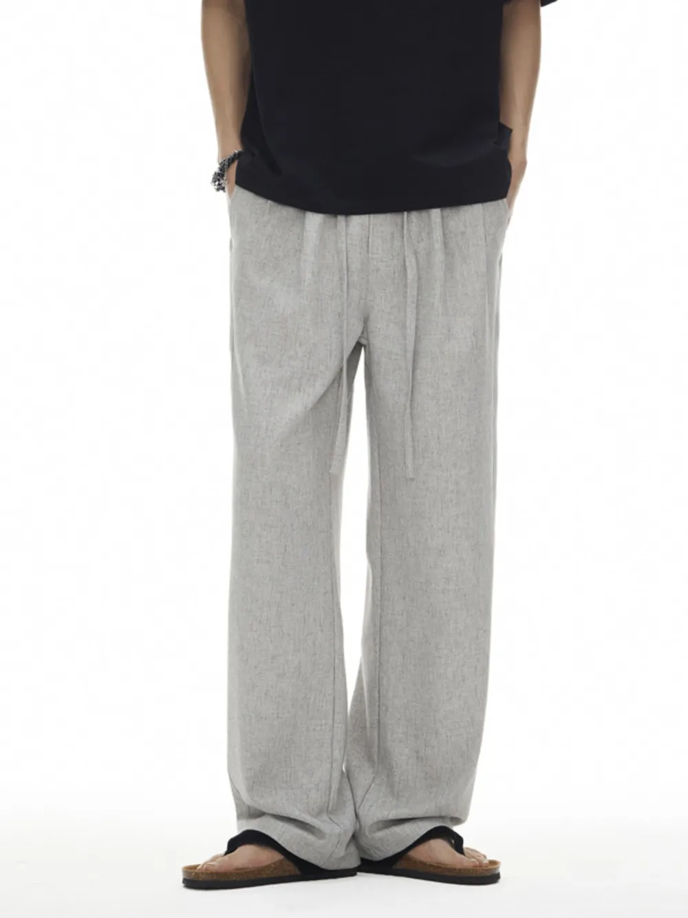 Men's Plus Size Drawstring Wide Leg Pants, image 6