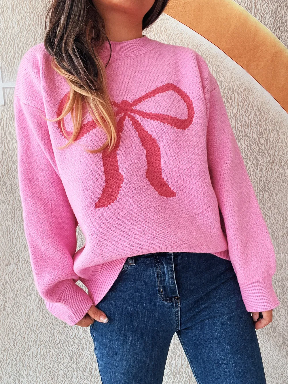 Bow Pattern Casual Long Sleeve Sweater, image 22