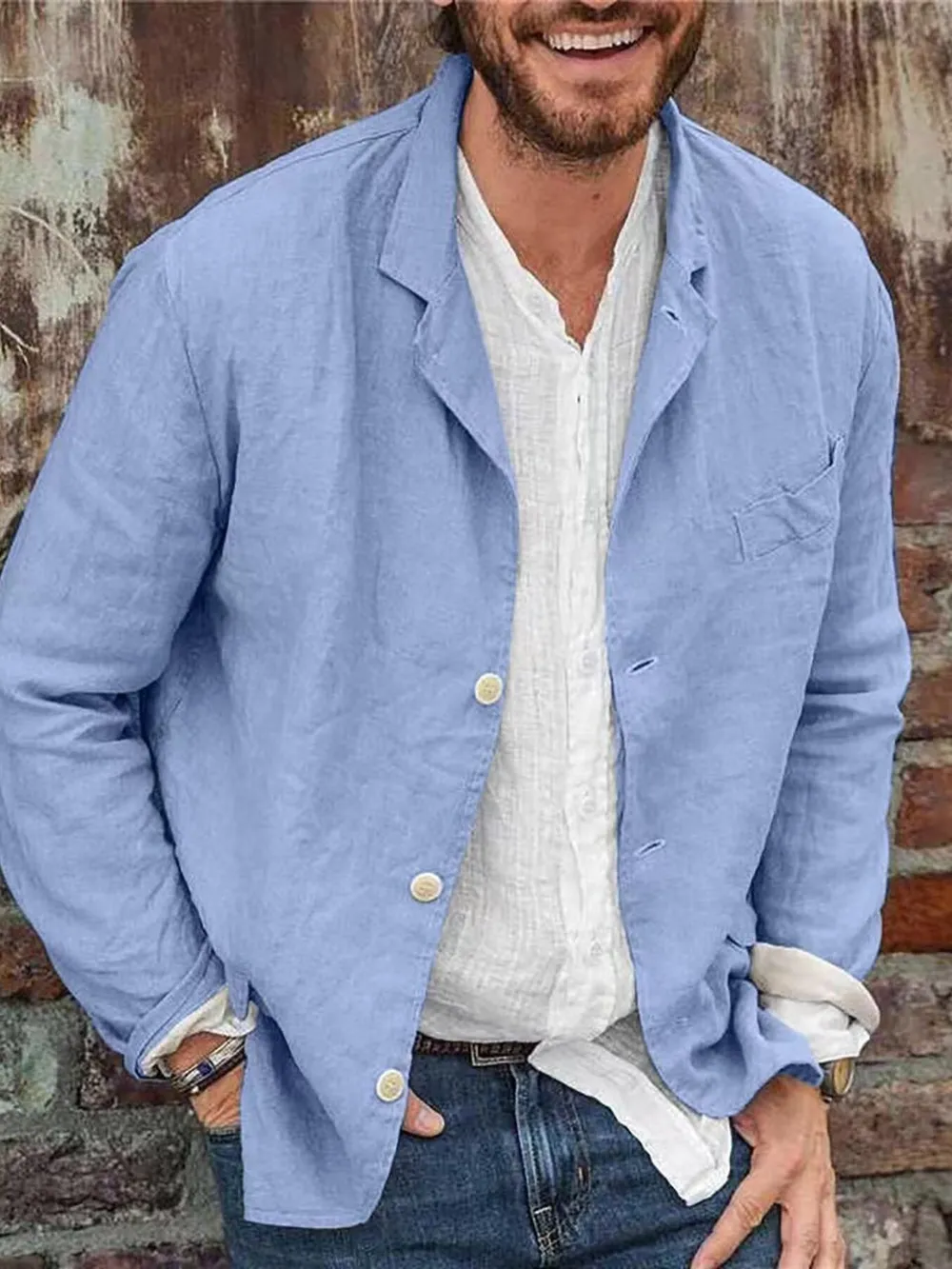 Men's Full Size Button Up Long Sleeve Shacket Plus Size, image 2