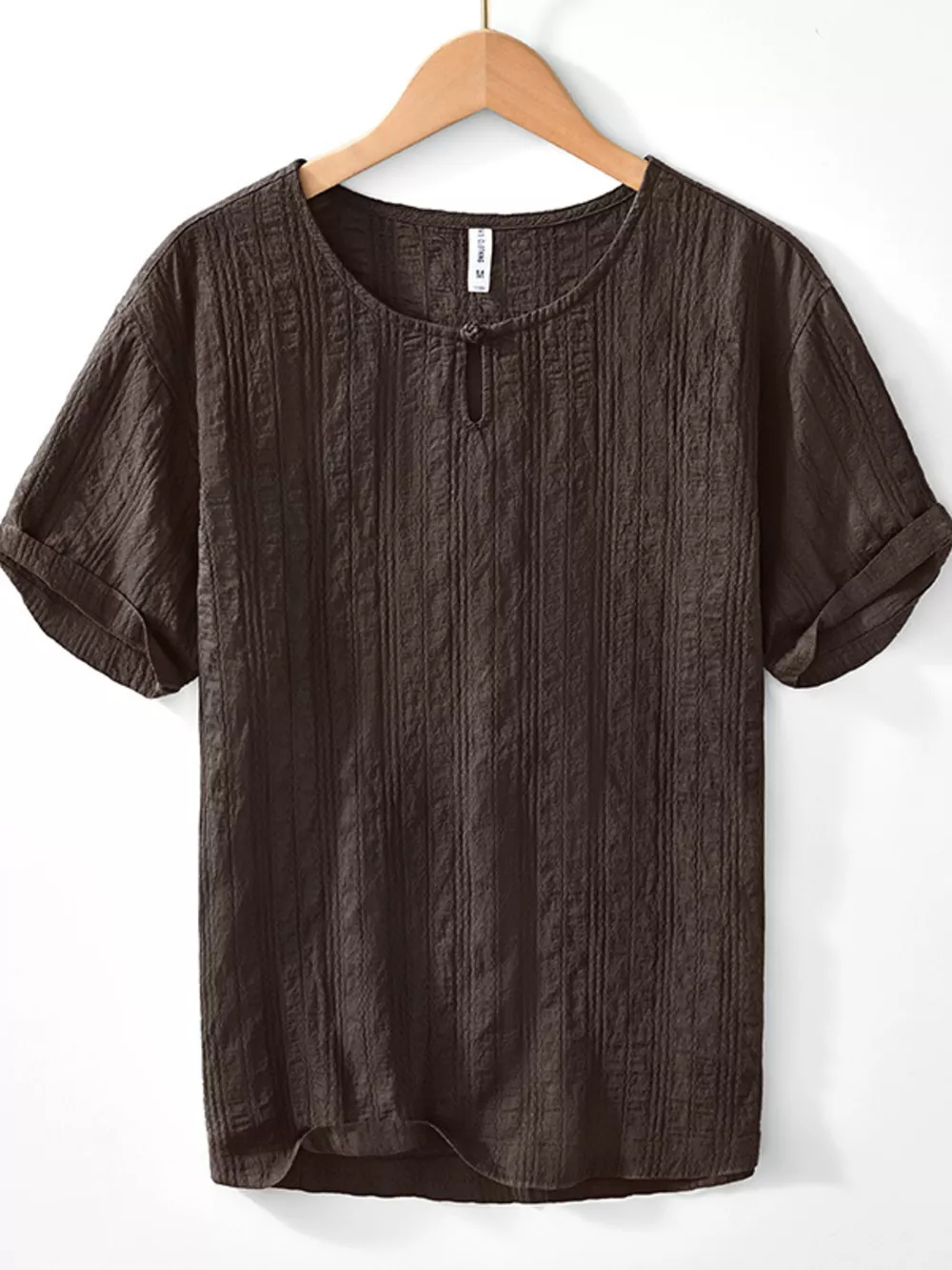 Men's Plus Size Textured Short Sleeve Blouse, image 2