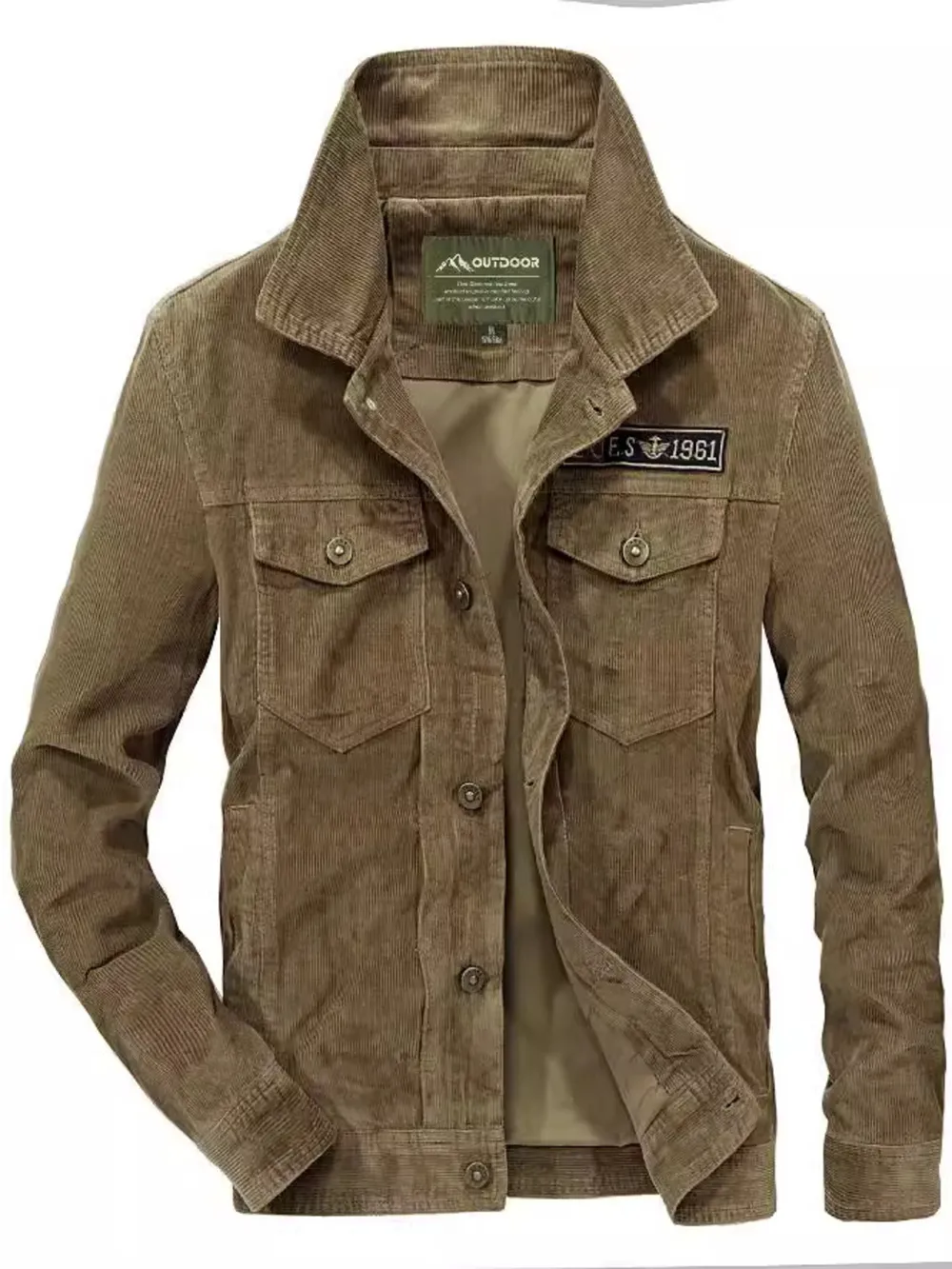 Men's Plus Size Button Up Long Sleeve Jacket, image 4