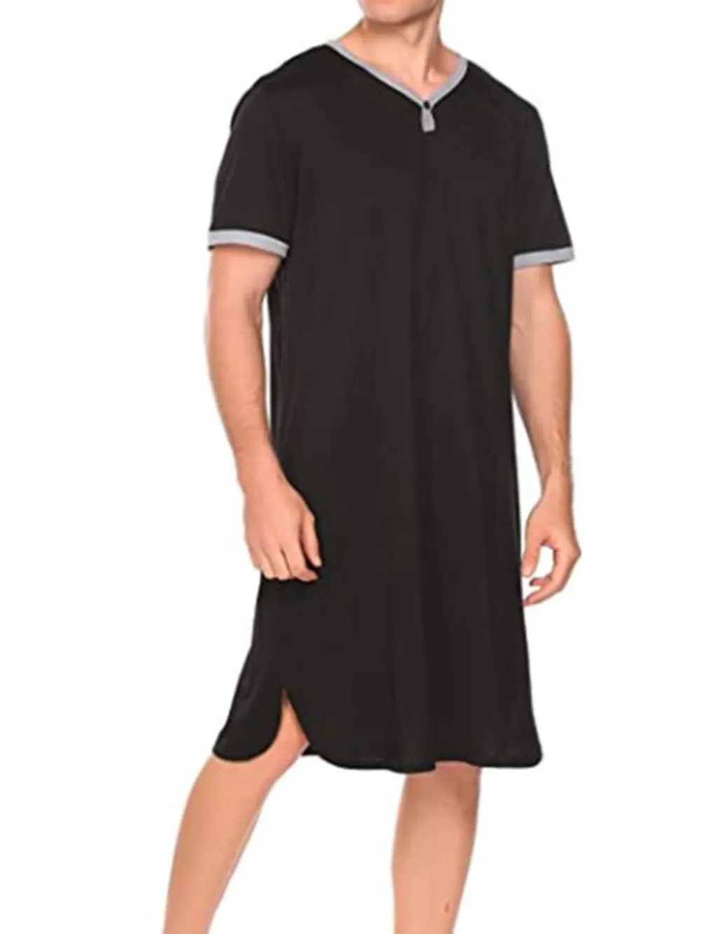 Men's Plus Size Contrast Trim Short Sleeve Loungewear, image 2