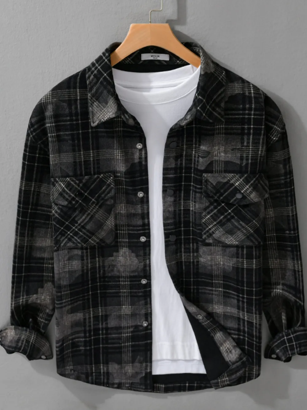 Men's Plus Size Plaid Button Up Long Sleeve Shirt