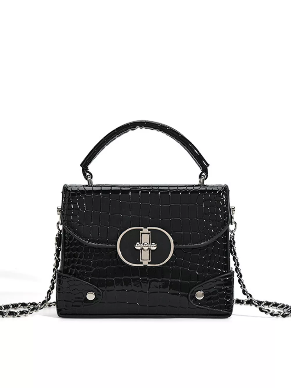 Crocodile Pattern Flap Crossbody Bag, image 8