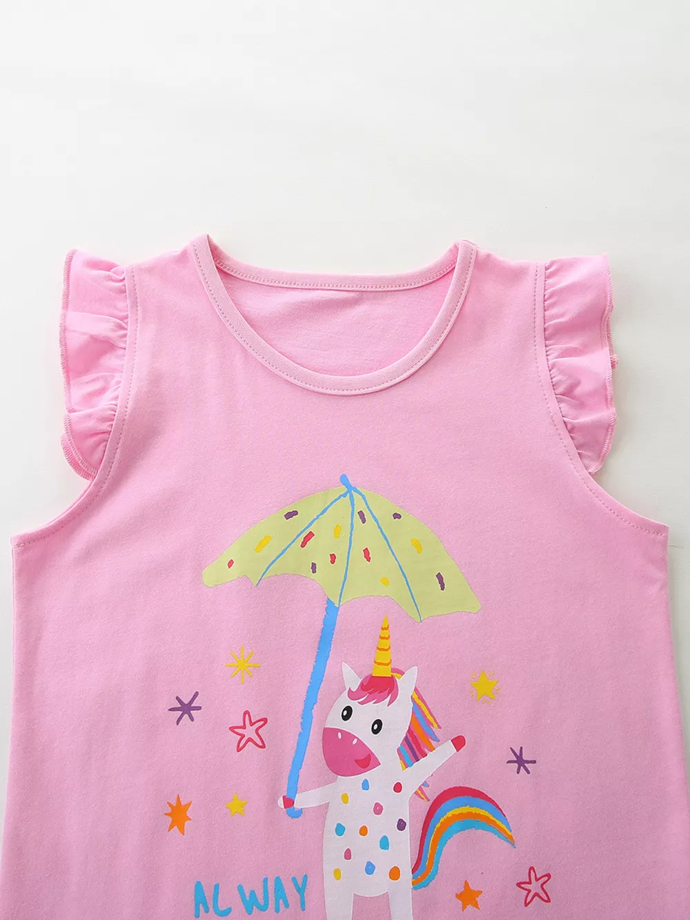 Children's Cute Unicorn Graphic Ruffle Sleeve T-Shirt, image 3