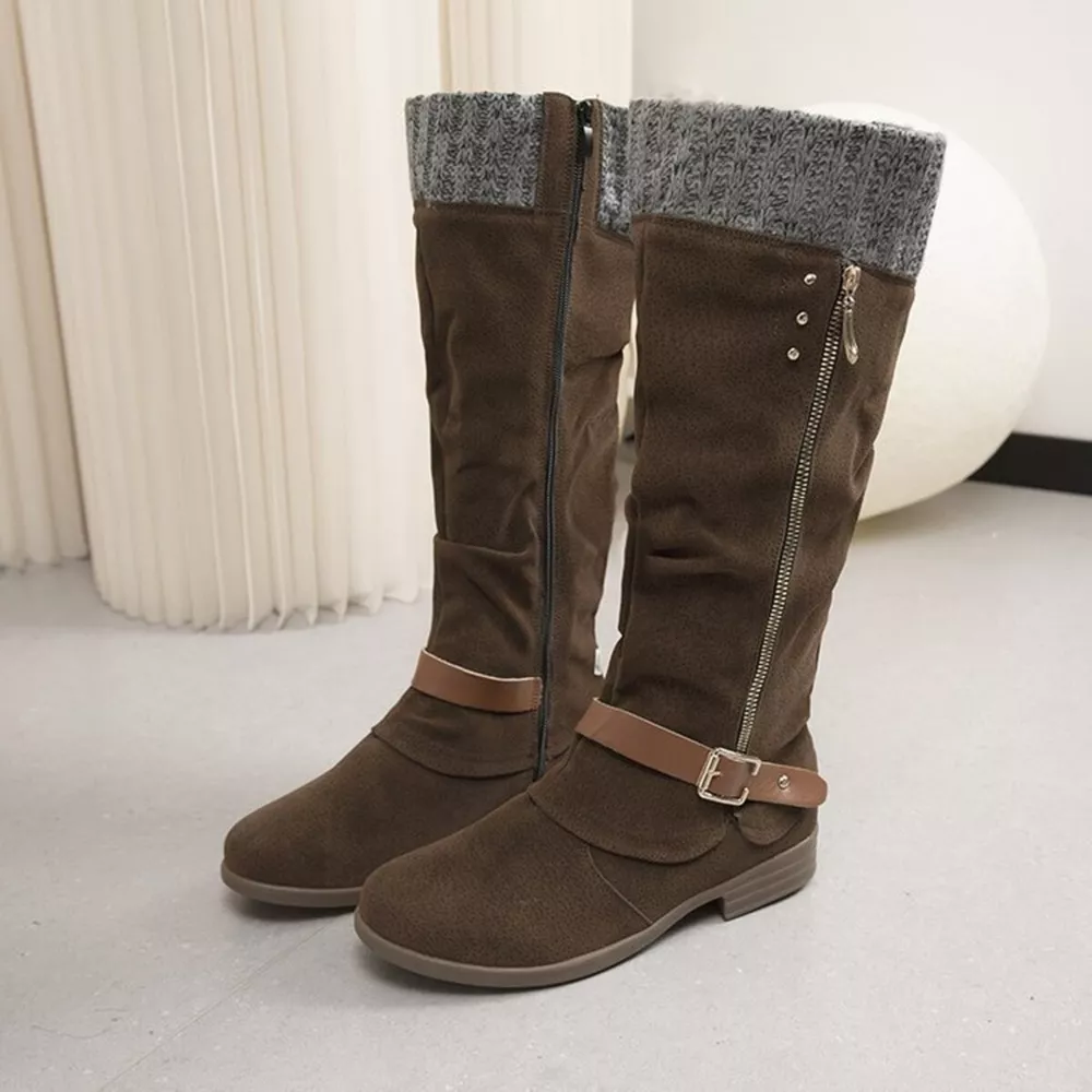 Knee High Slouch Boots with Knit Cuff, image 15