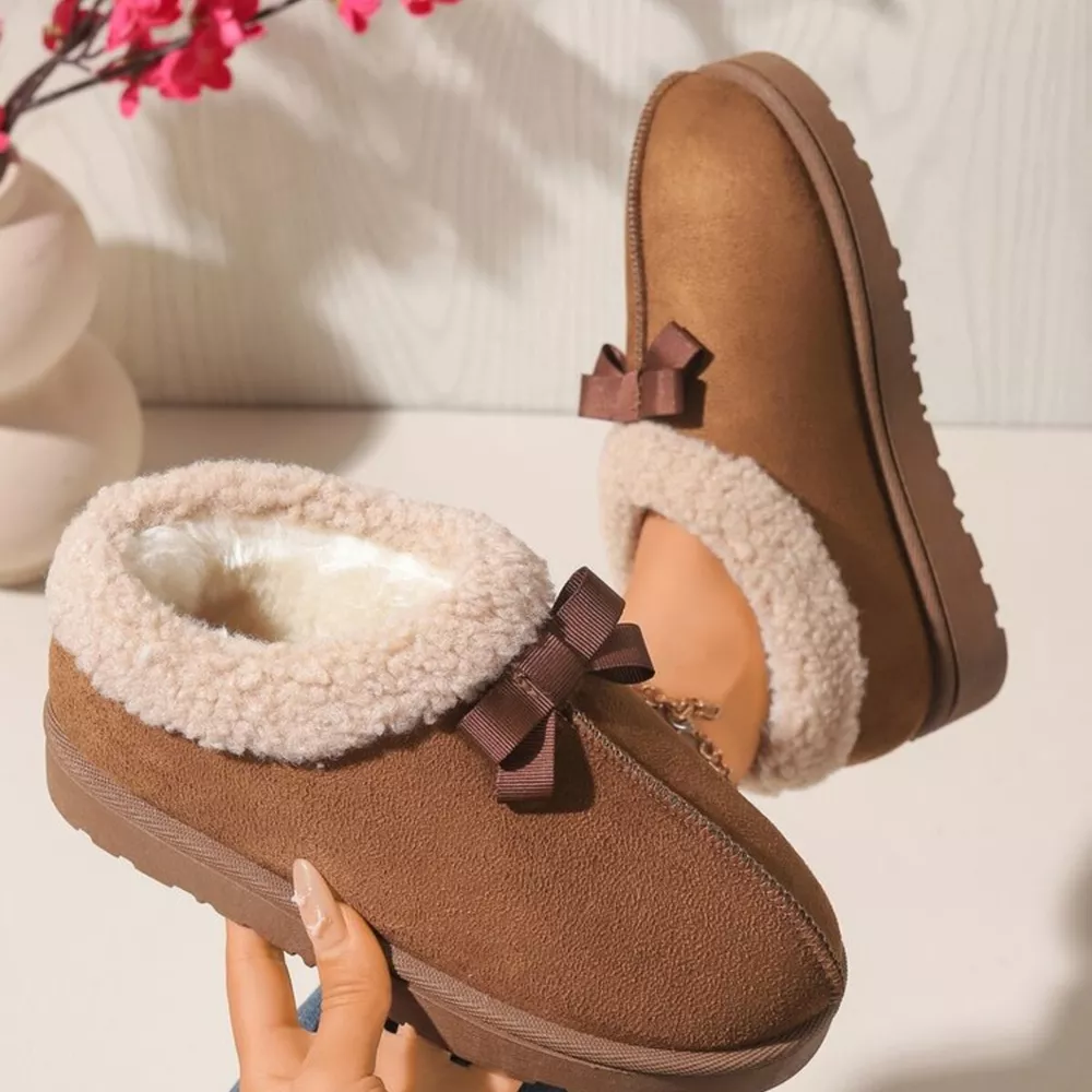 Cozy Bowknot Plush Lined Slip-Ons, image 9