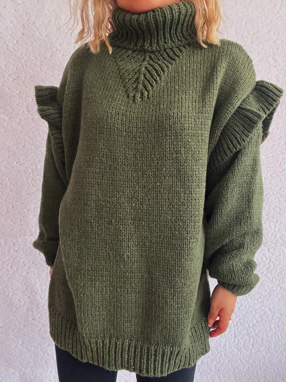 Ruffled Turtleneck Long Sleeve Sweater, image 23