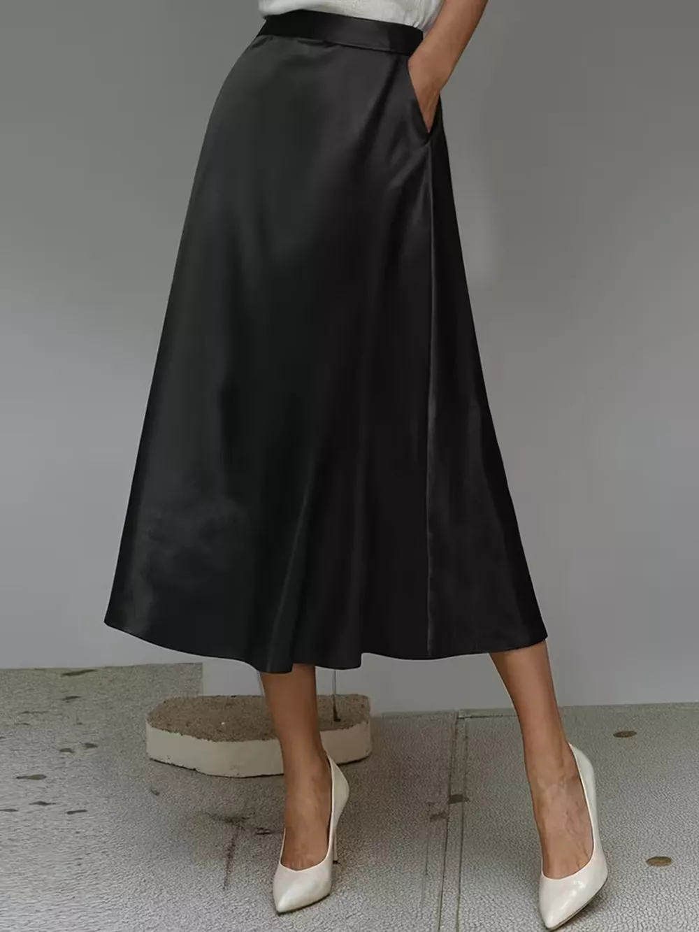 Satin Midi Skirt, image 7