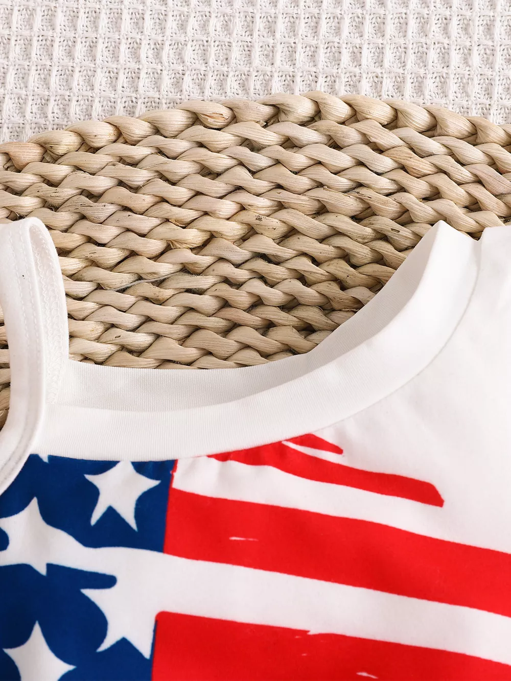 Children's American Flag Print Tank Top & Denim Skirt Set, image 2
