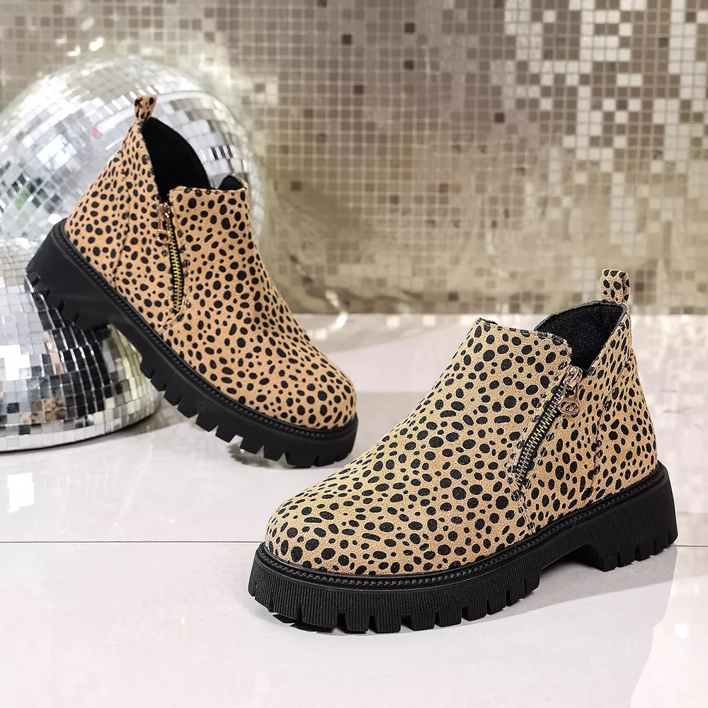 Leopard Platform Side Zip Boots, image 5