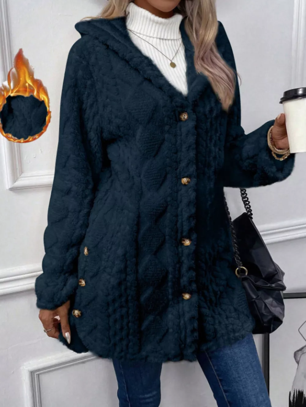 Full Size Button-Down Hooded Outerwear Plus Size, image 30