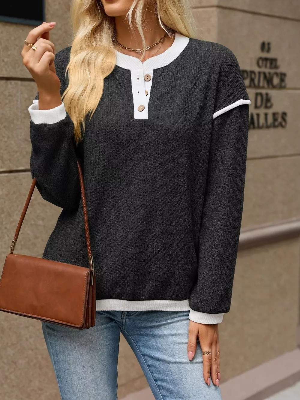 Button Detail Dropped Shoulder T-Shirt, image 11