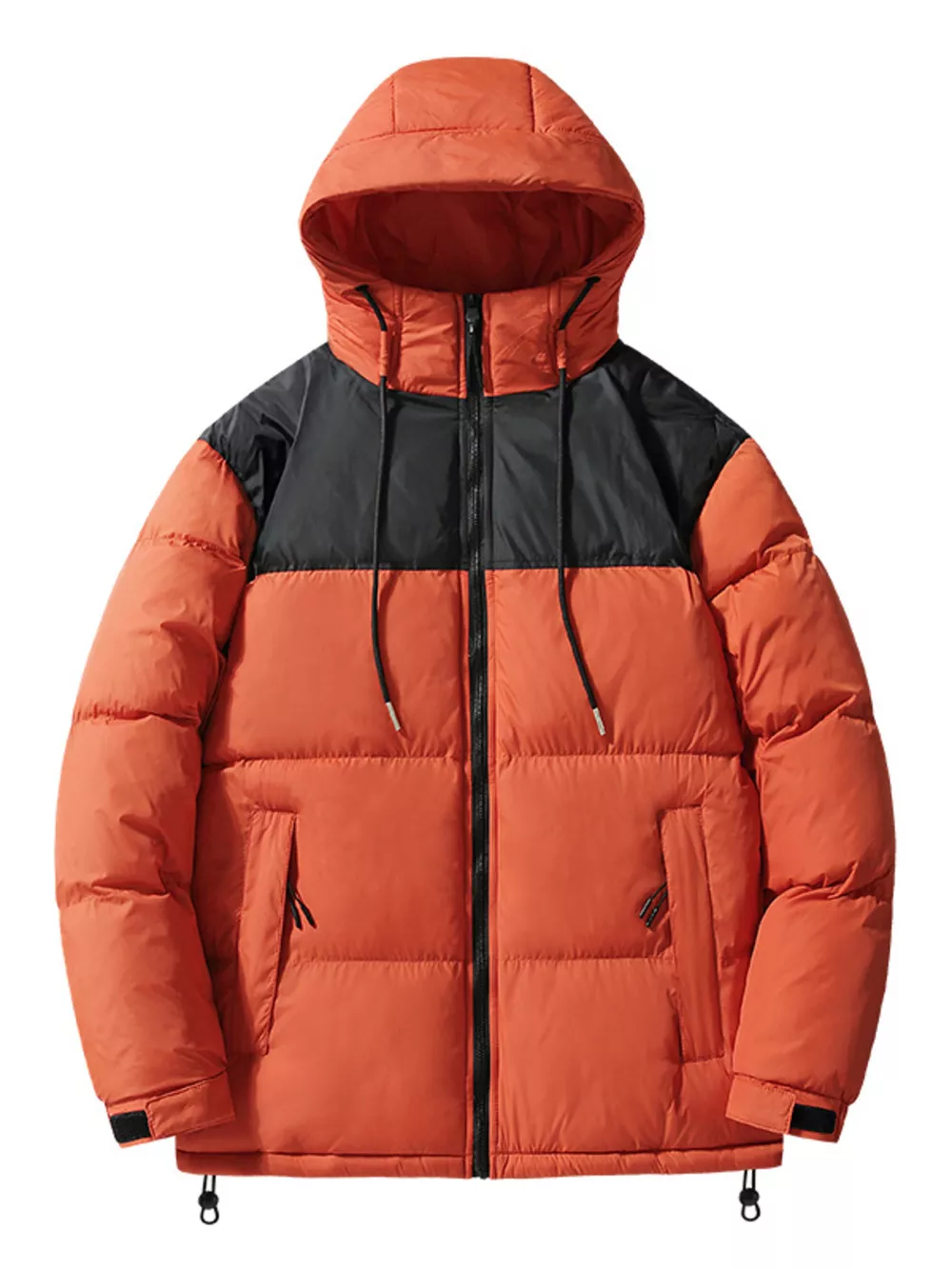 Men's Plus Size Drawstring Hooded Puffer Jacket, image 2
