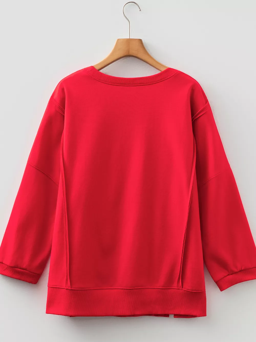Floral Bow Patched Exposed Seam Patchwork Slit Baggy Sweatshirt, image 9