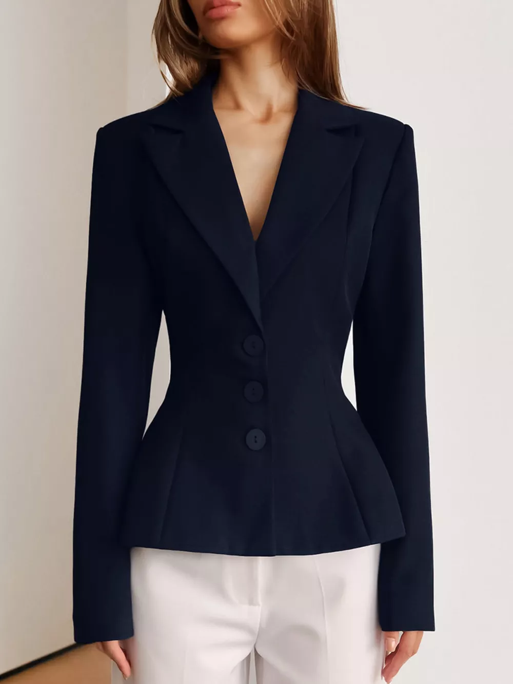 Lapel Collar Button Up Blazer, image 10