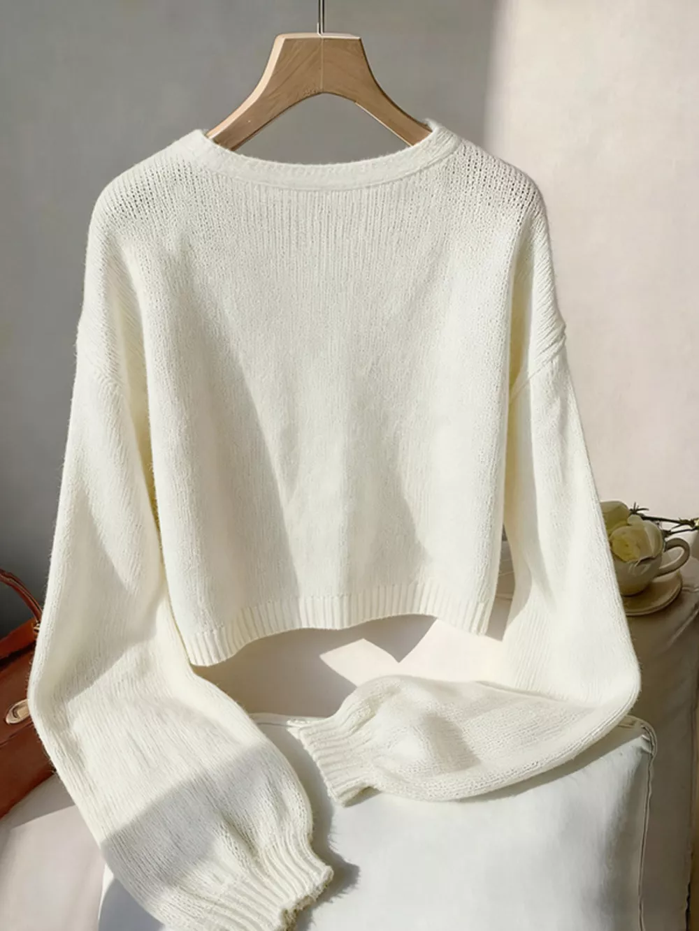 Bow-Knot Embellished V-Neck Cardigan, image 2