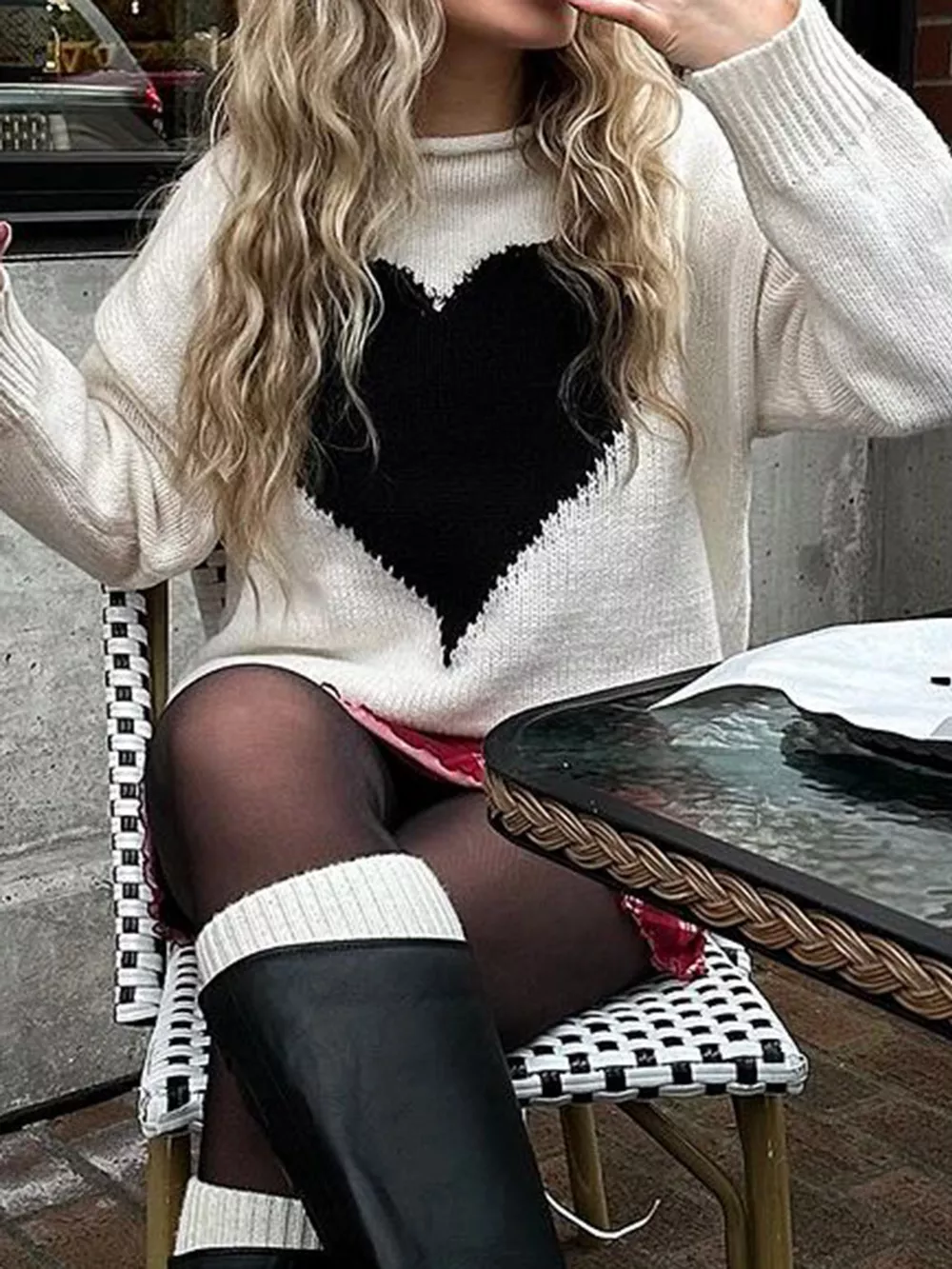 Heart Dropped Shoulder Sweater, image 5