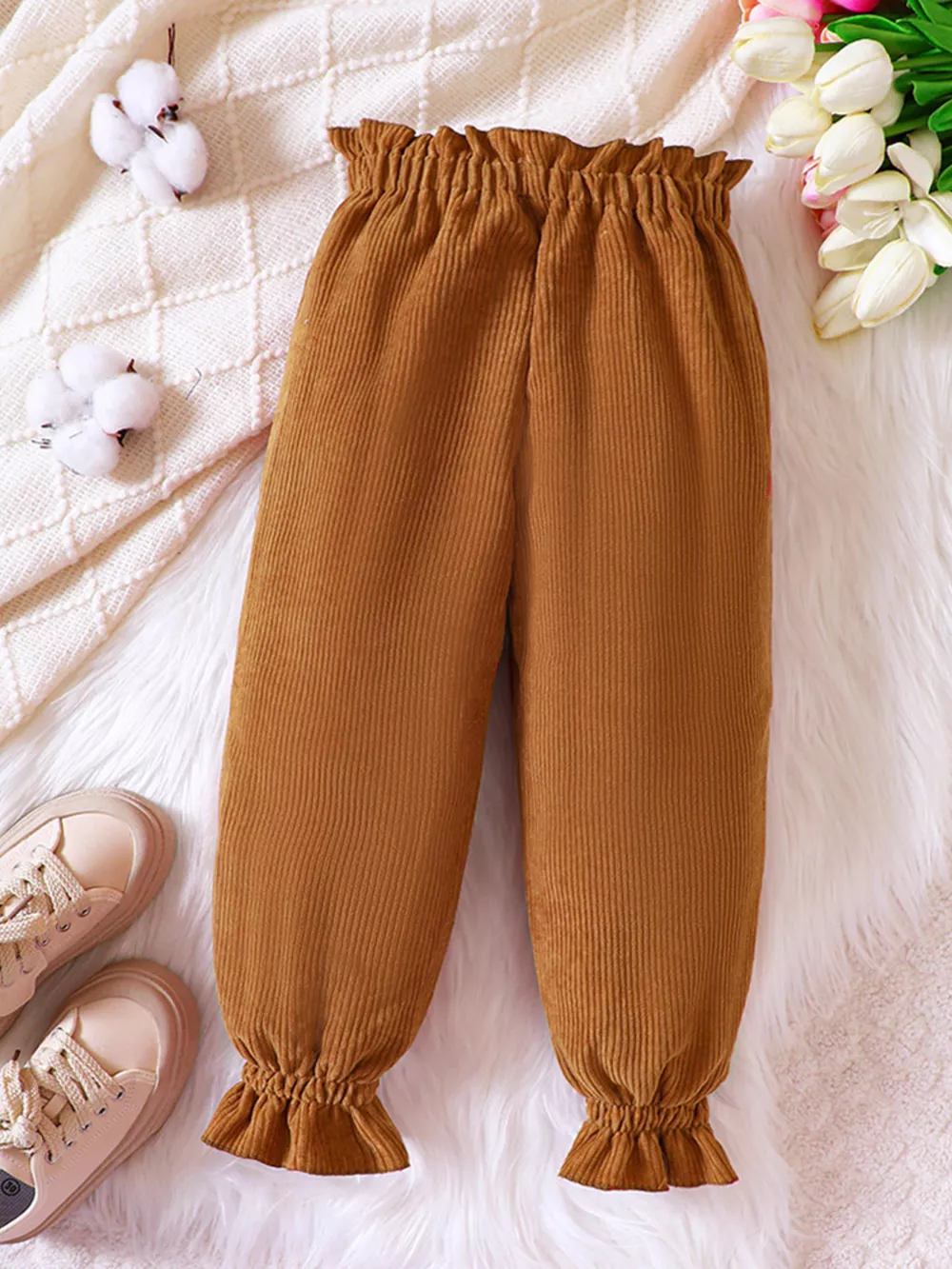 Children's Ruffled Hem Corduroy Pants, image 3