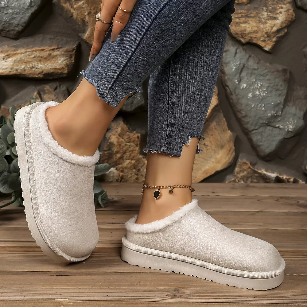 Plush Lined Round Toe Slippers, image 2