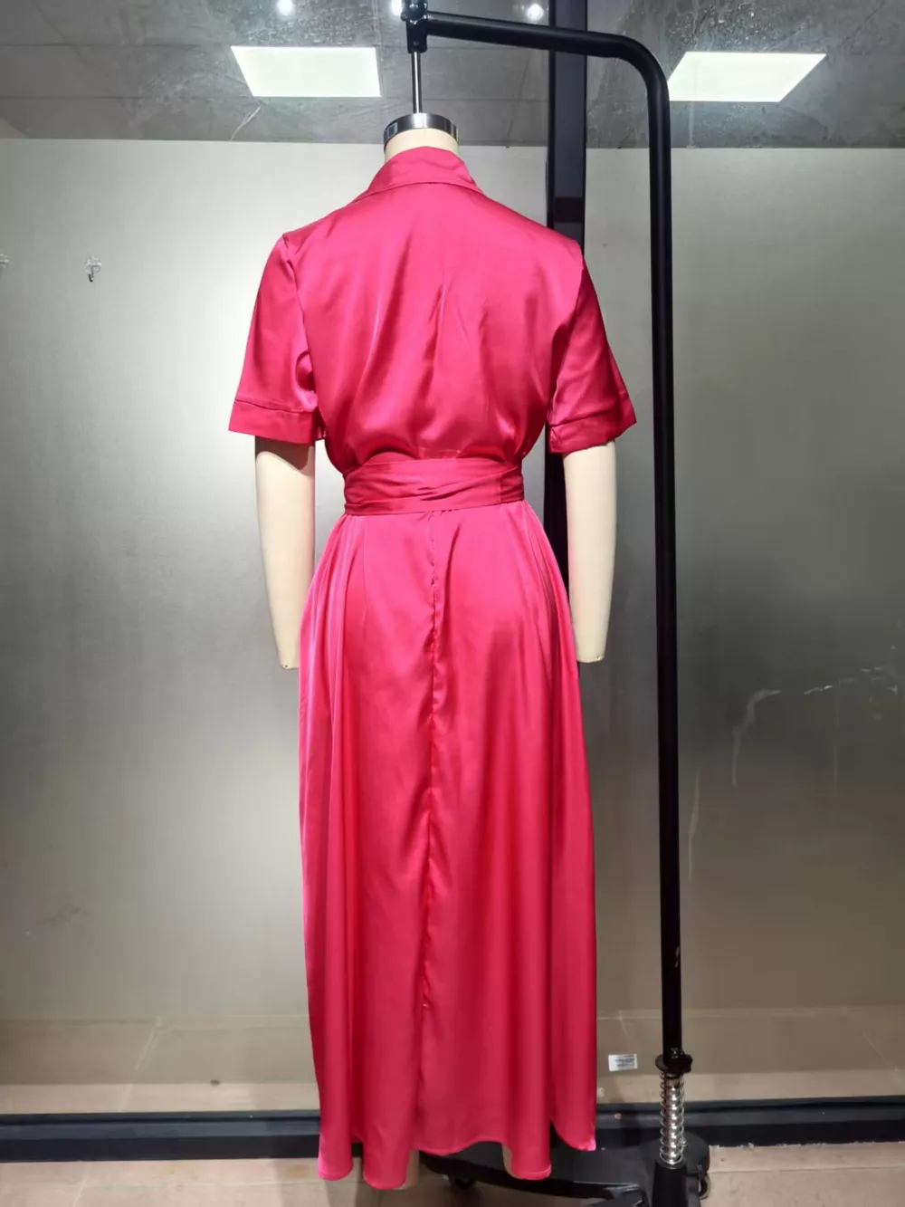 Collared Neck Maxi Shirt Dress, image 3