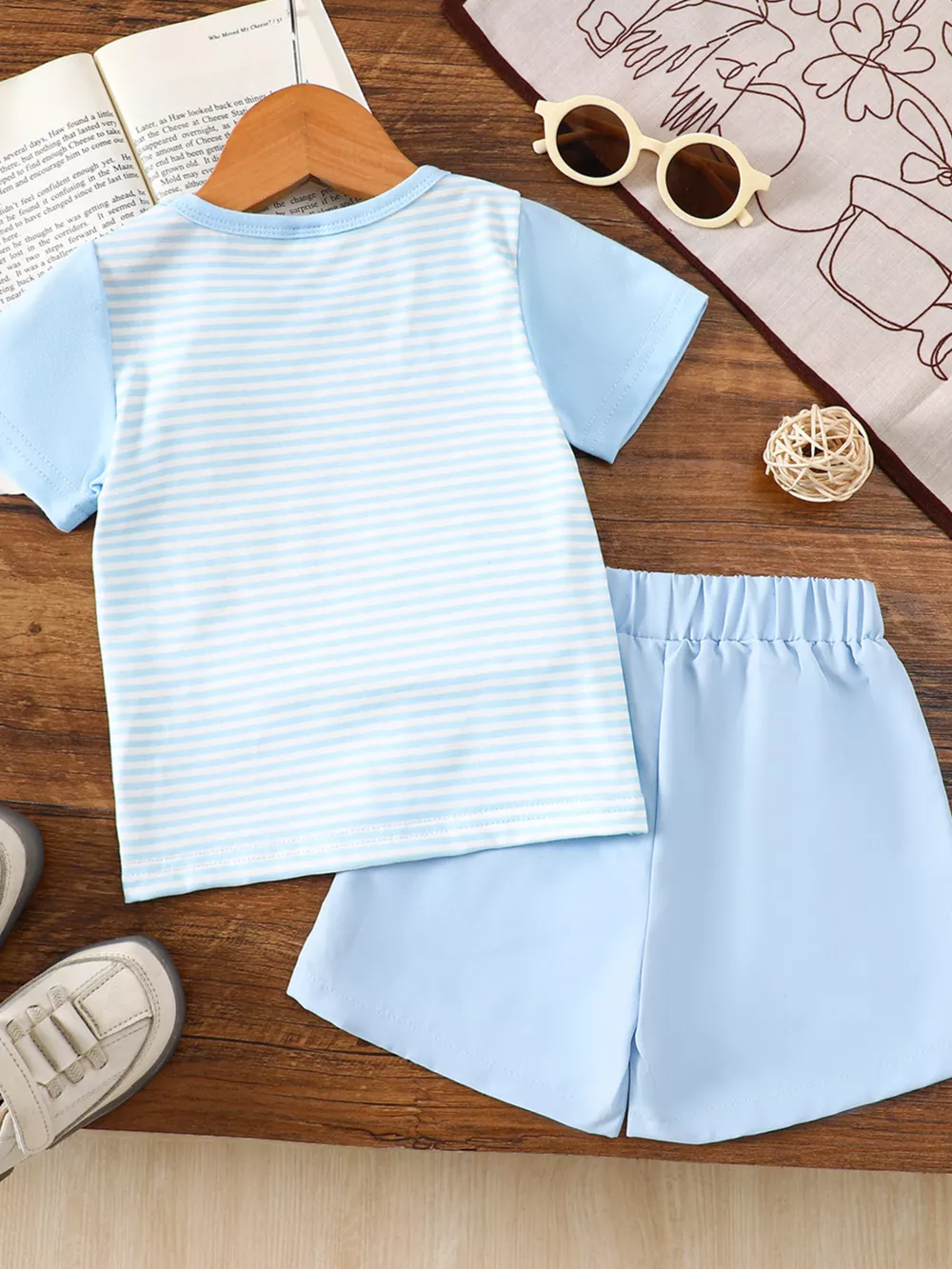 Children's Golf Embroidered Striped Tee and Shorts Set, image 6