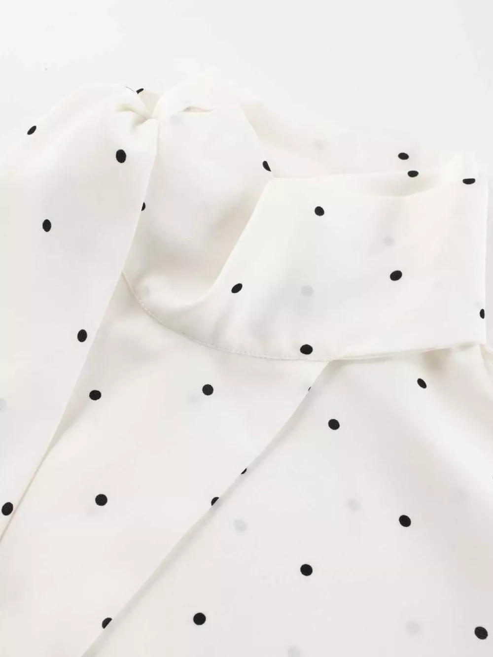 Polka Dot Silk Blouse with Scarf Neck Tie, image 11