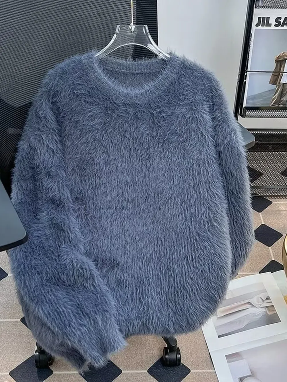 Men's Fluffy Knit Pullover Sweater, image 4