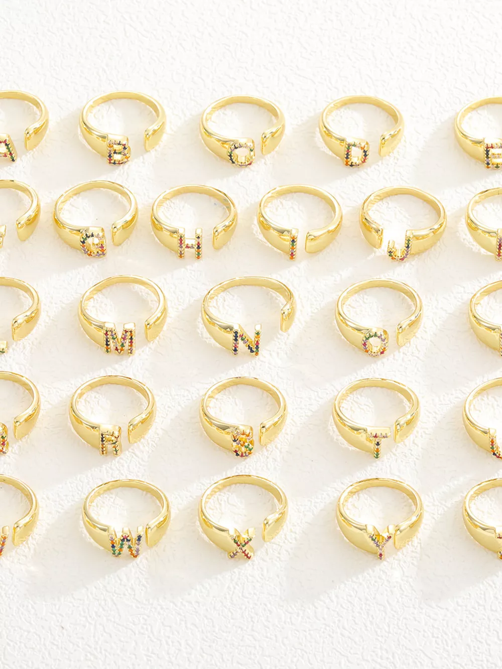 18K Gold-Plated Zircon Letter Ring, image 3