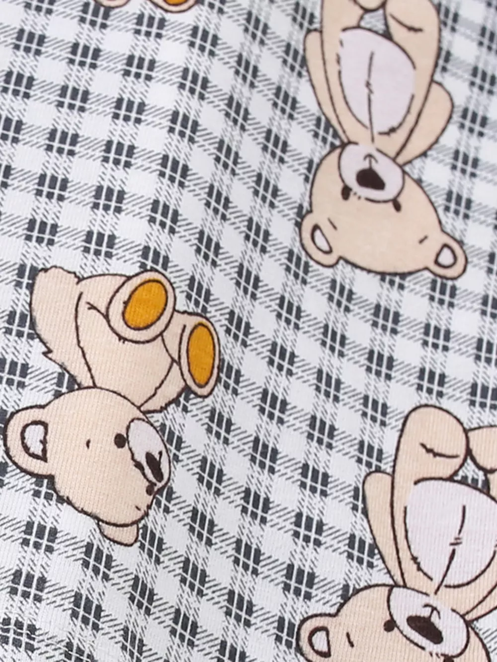 Children's Gingham Teddy Bear Print Peter Pan Collar Dress, image 4
