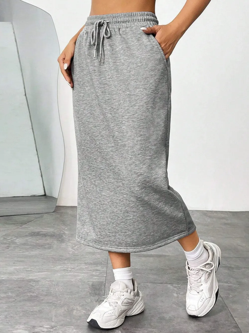 Slit Drawstring Midi Skirt, image 10
