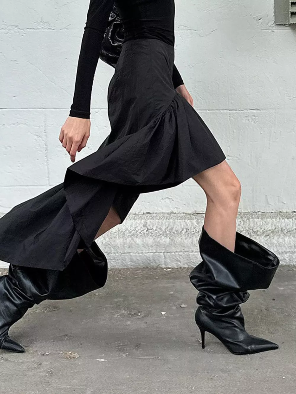 Asymmetrical Ruffle Hem Midi Skirt, image 8