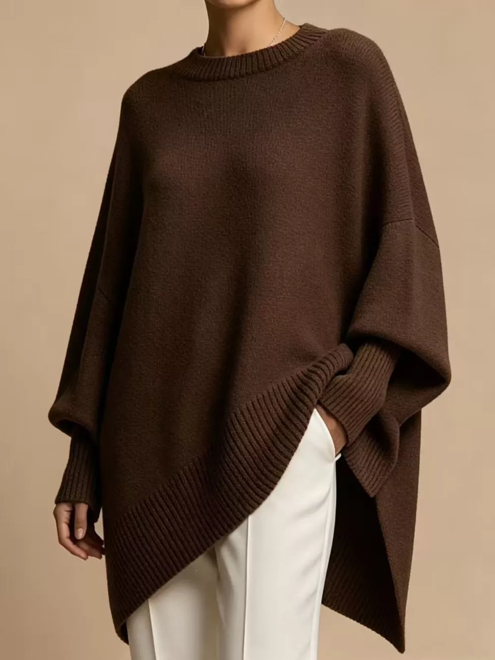 Oversized Batwing Sleeve Sweater, image 3