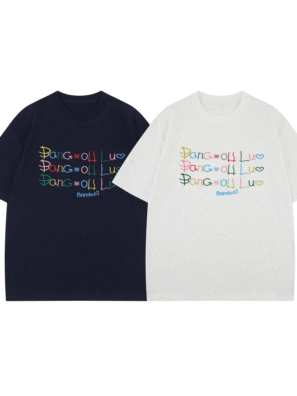 Men's Round Neck Rainbow Text T-Shirt, image 4