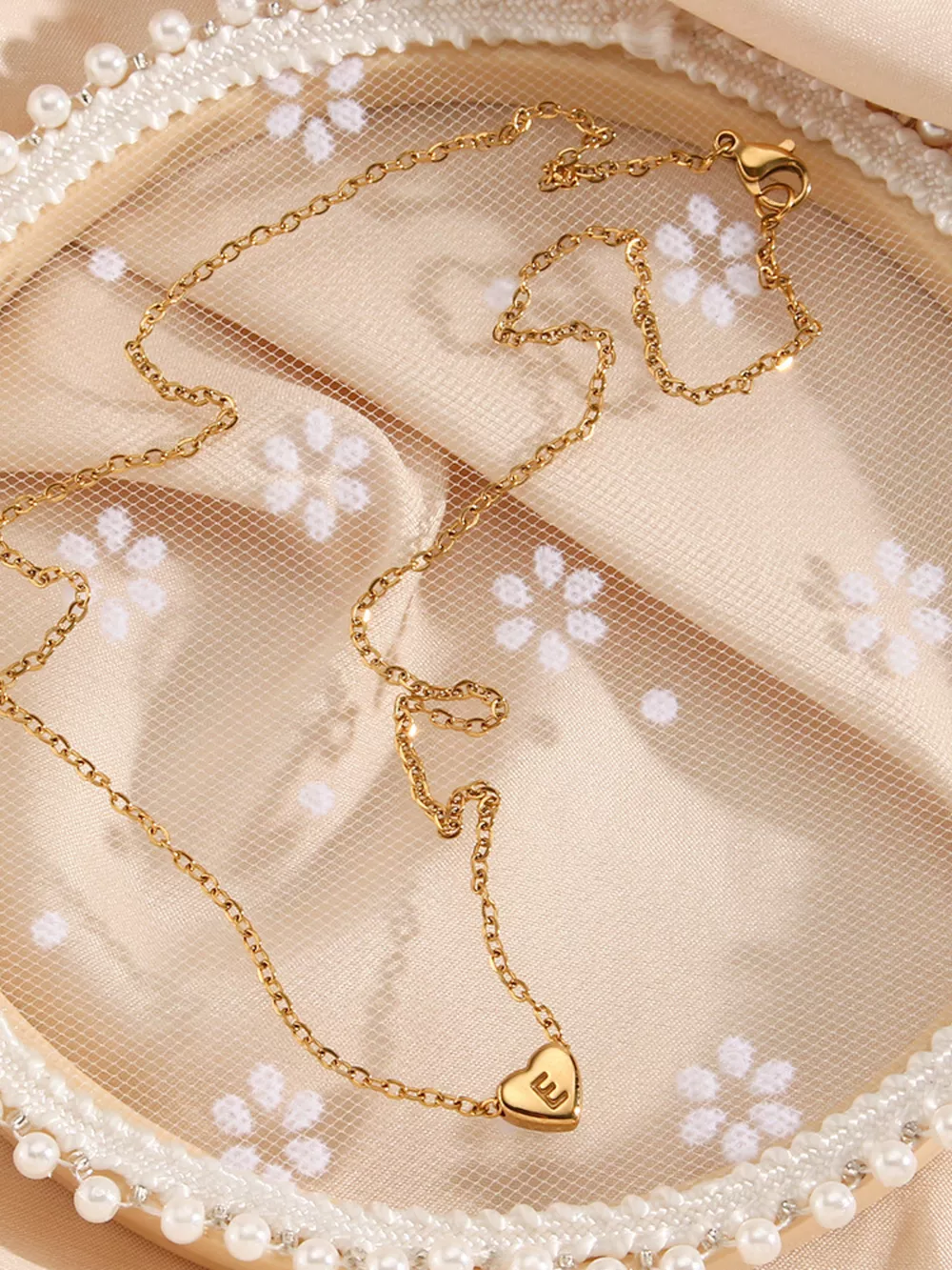 18K Gold-Plated Letter Heart Necklace, image 2