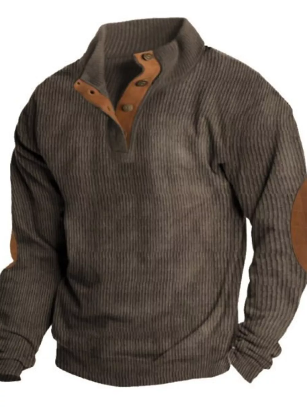 Men's Full Size Button Detail Long Sleeve Sweatshirt Plus Size, image 7