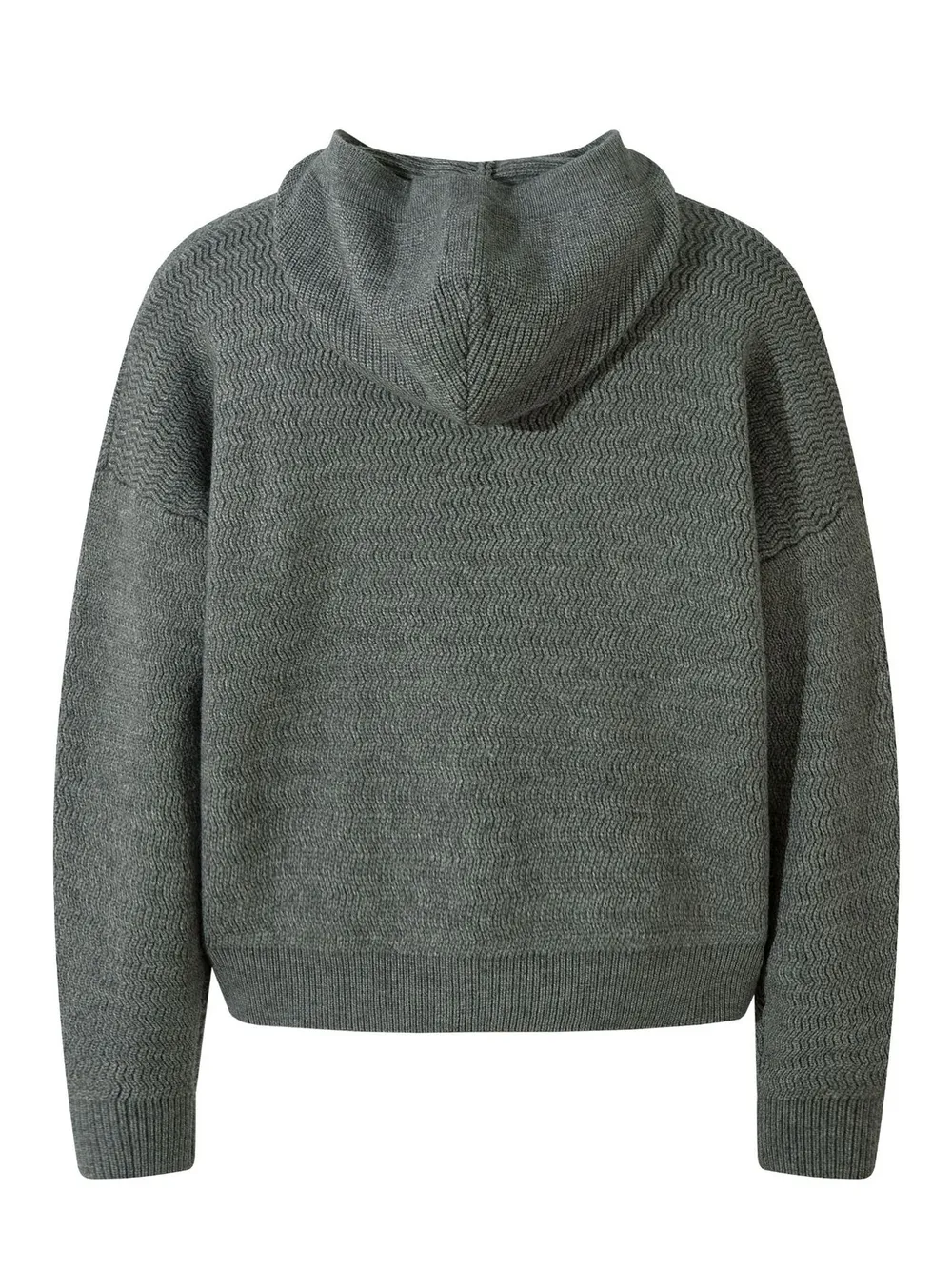 Men's Textured Knit Zip-Up Hooded Cardigan, image 2