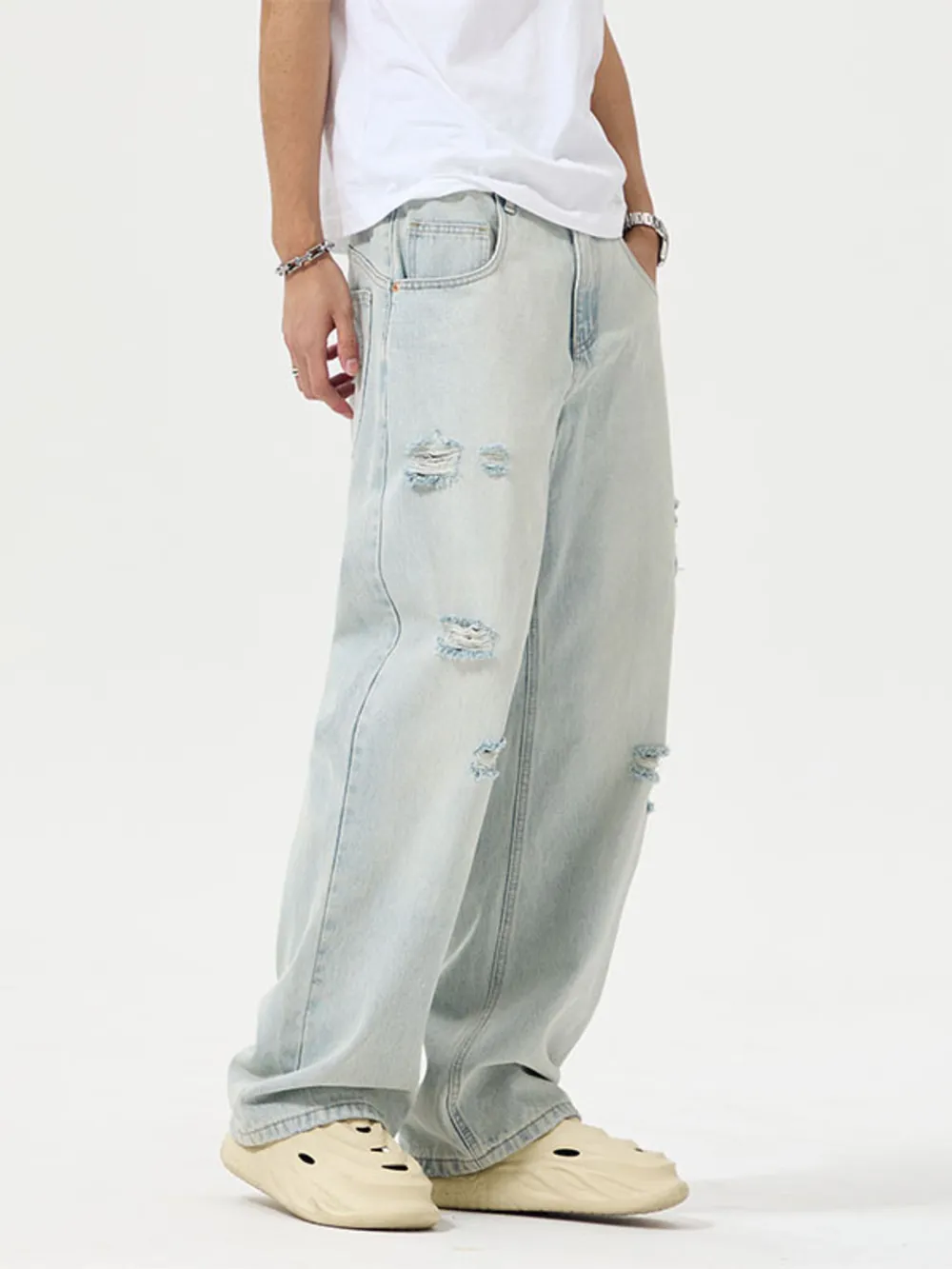 Men's Full Size Distressed Wide Leg Jeans Plus Size, image 4