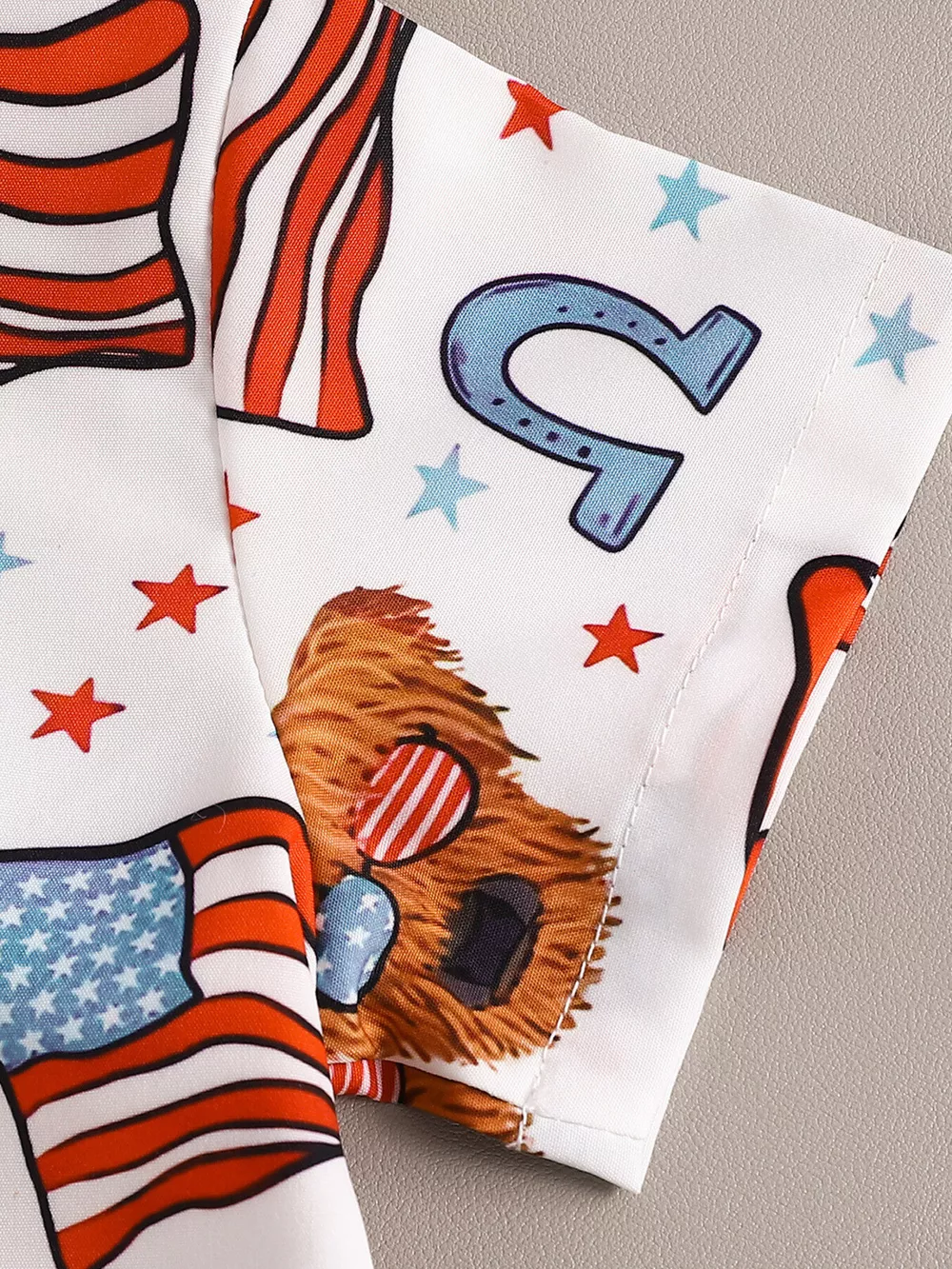 Children's American Flag Print Bow Tie Shirt & Shorts Set, image 9