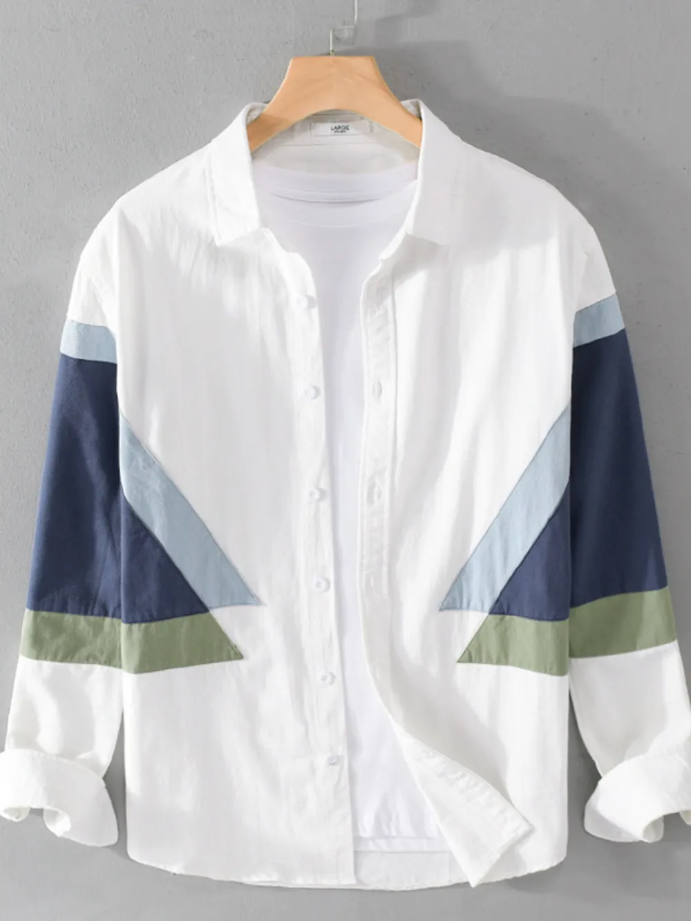 Men's Plus Size Contrast Button Up Long Sleeve Shirt, image 2