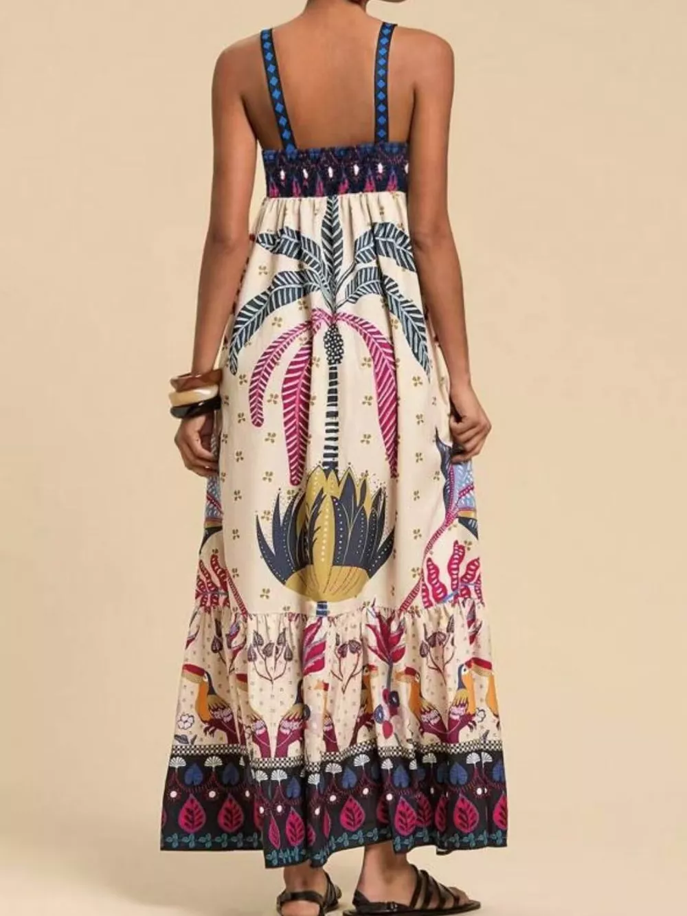 Printed Square Neck Maxi Dress, image 3