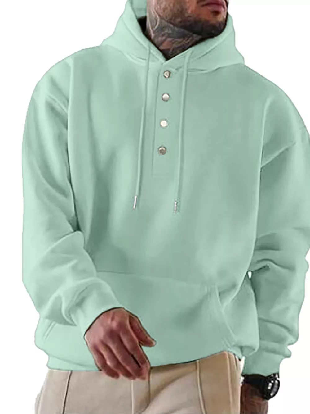 Men's Full Size Drawstring Kangaroo Pocket Hoodie Plus Size, image 8