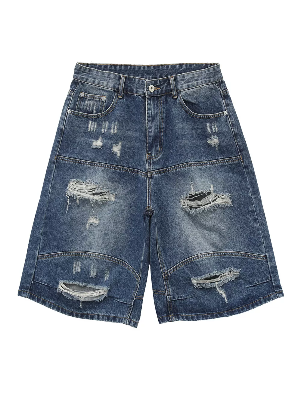 Men's Distressed Loose-Fit Denim Shorts, image 4