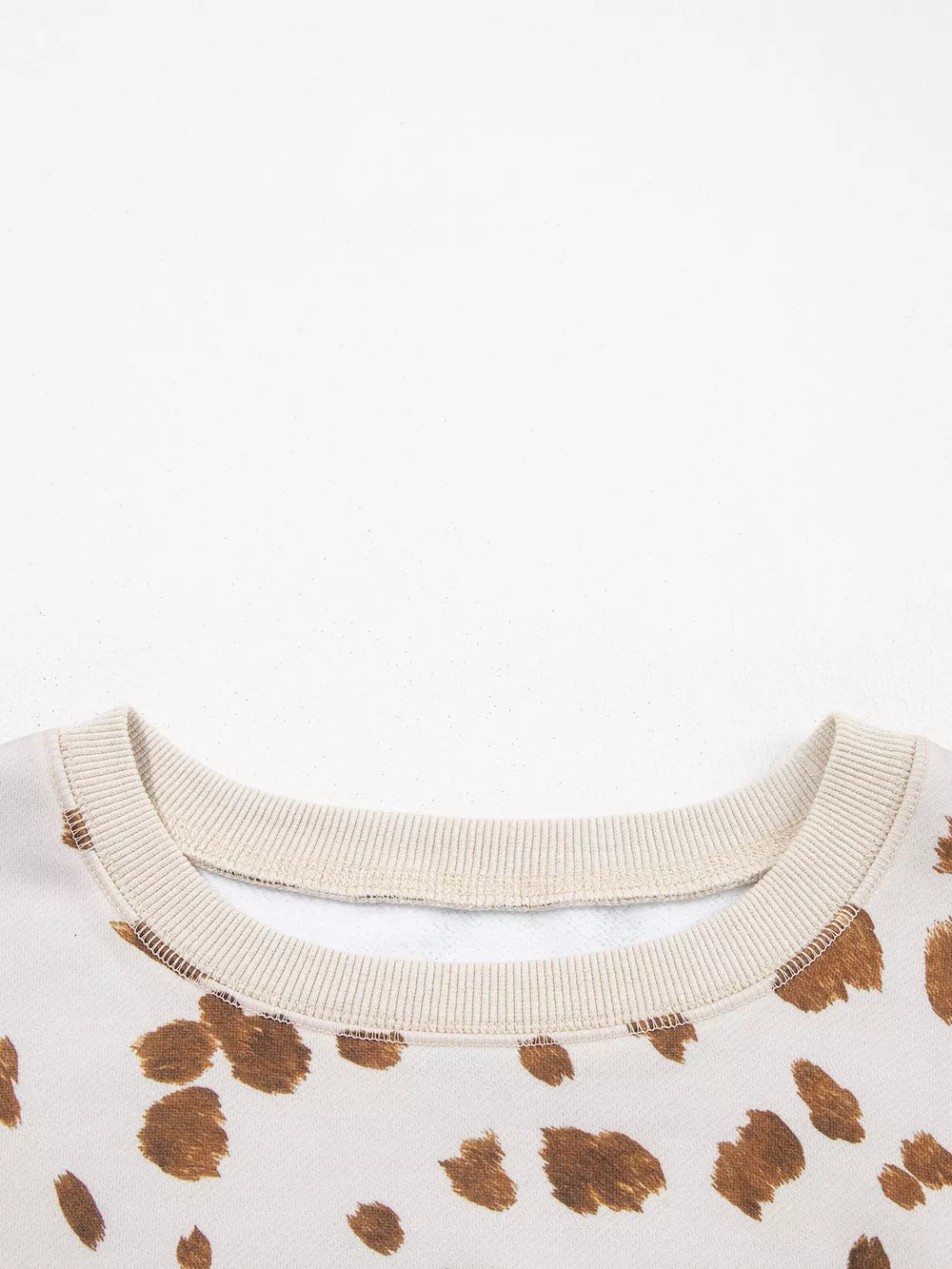 Leopard Print Dropped Shoulder Round Neck Casual Sweatshirt, image 5