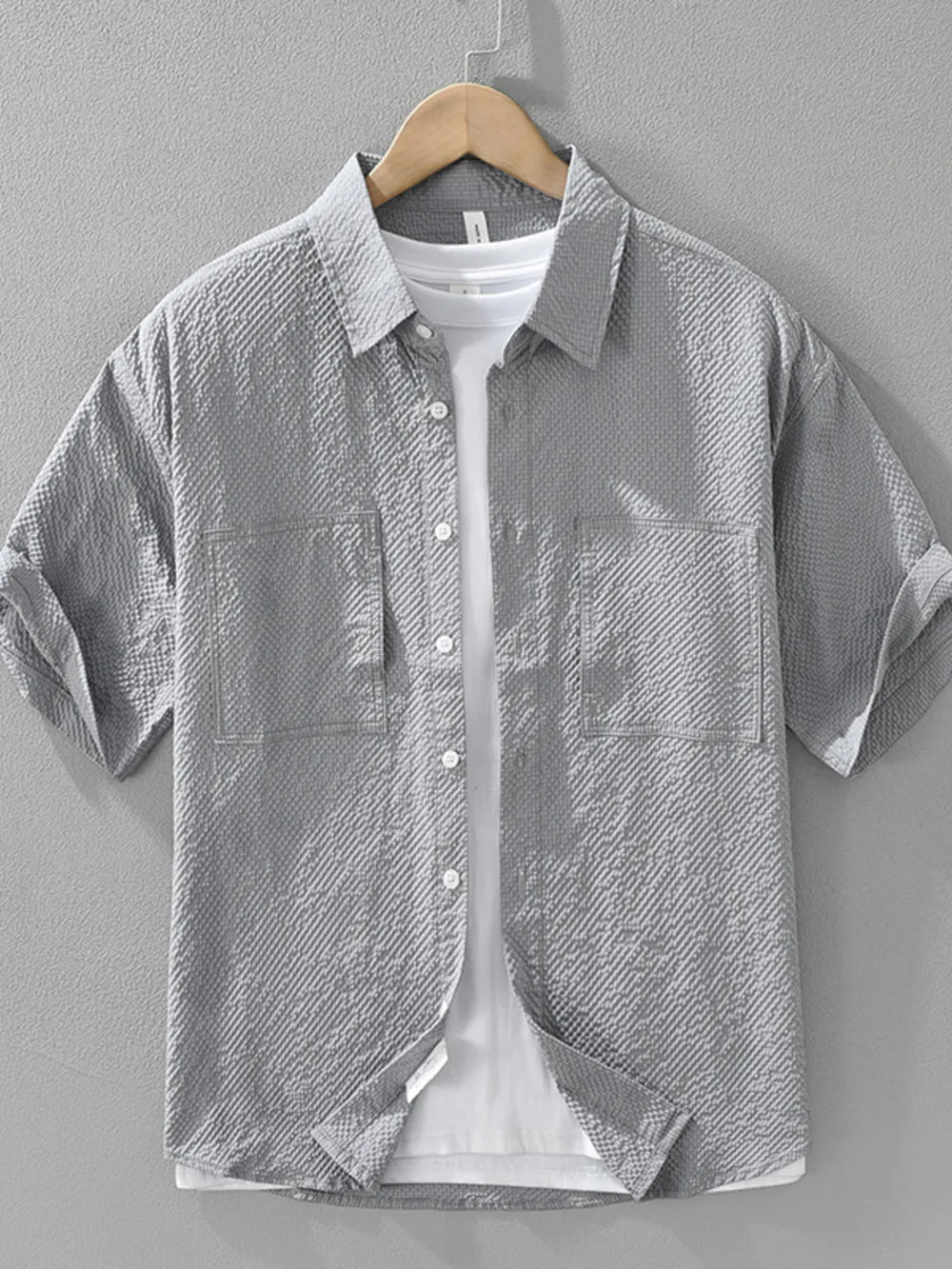 Men's Plus Size Button Up Short Sleeve Shirt, image 3
