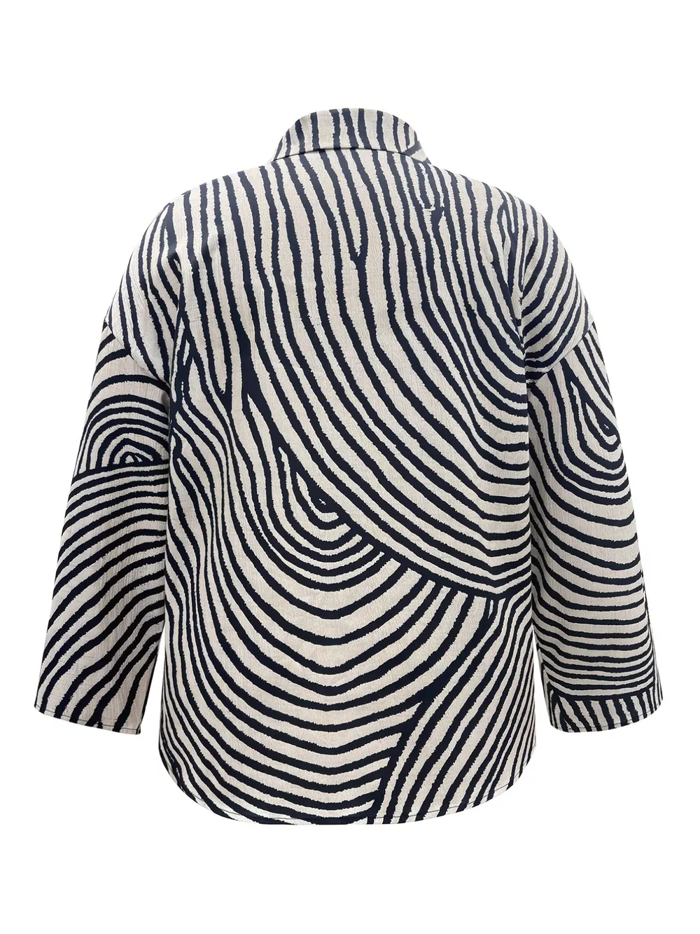 Plus Size Abstract Zebra Print Button-Down Shirt, image 7