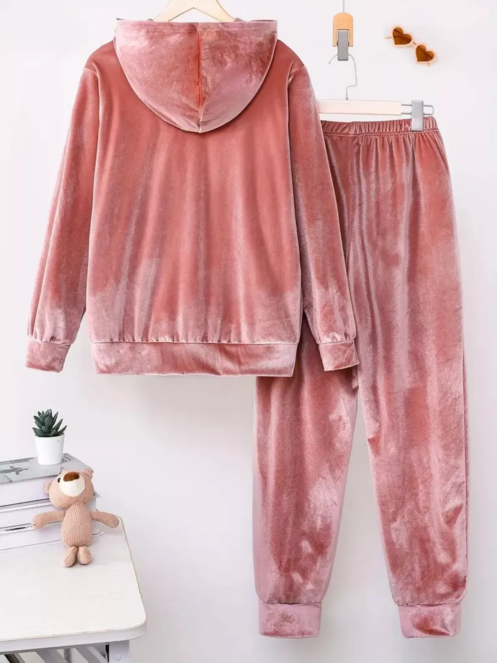 Full Size Velvet Hoodie and Pants Set Plus Size, image 3