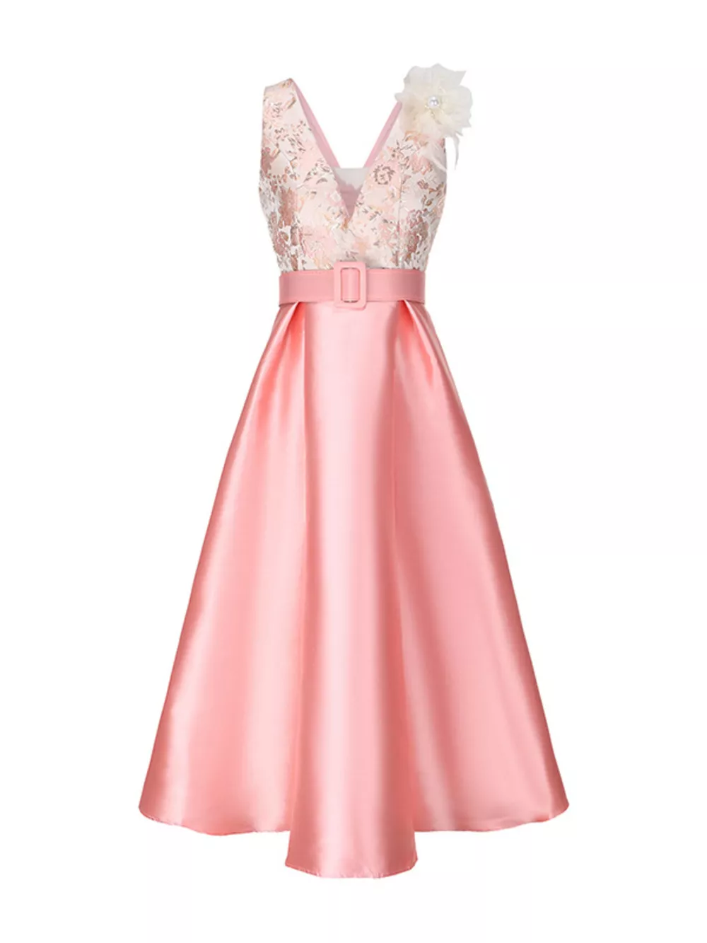 Floral Sleeveless Belted Midi Dress, image 2